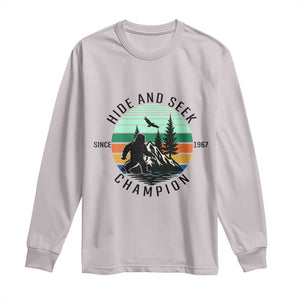 Hide And Seek Champion Long Sleeve Shirt Bigfoot Lover Gift TS12 Ice Gray Print Your Wear