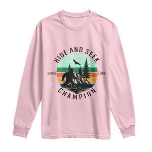 Hide And Seek Champion Long Sleeve Shirt Bigfoot Lover Gift TS12 Light Pink Print Your Wear