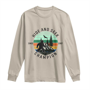 Hide And Seek Champion Long Sleeve Shirt Bigfoot Lover Gift TS12 Sand Print Your Wear