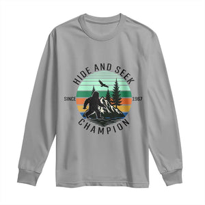 Hide And Seek Champion Long Sleeve Shirt Bigfoot Lover Gift TS12 Sport Gray Print Your Wear