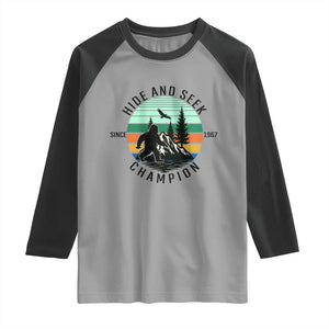 Hide And Seek Champion Raglan Shirt Bigfoot Lover Gift TS12 Sport Gray Black Print Your Wear