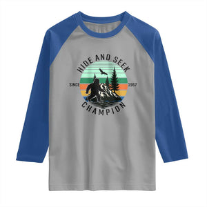 Hide And Seek Champion Raglan Shirt Bigfoot Lover Gift TS12 Sport Gray Royal Print Your Wear