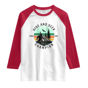 Hide And Seek Champion Raglan Shirt Bigfoot Lover Gift TS12 White Red Print Your Wear