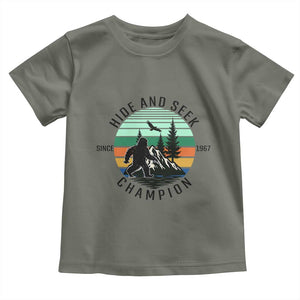 Hide And Seek Champion Toddler T Shirt Bigfoot Lover Gift TS12 Military Green Print Your Wear