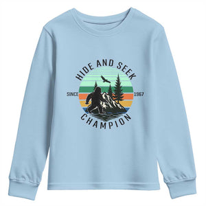 Hide And Seek Champion Youth Sweatshirt Bigfoot Lover Gift TS12 Light Blue Print Your Wear