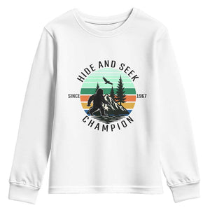 Hide And Seek Champion Youth Sweatshirt Bigfoot Lover Gift TS12 White Print Your Wear