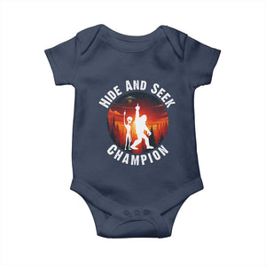 Hide And Seek Champion Baby Onesie Funny Bigfoot And Alien Lover Gift TS12 Navy Print Your Wear