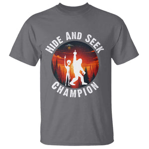 Hide And Seek Champion T Shirt Funny Bigfoot And Alien Lover Gift TS12 Charcoal Print Your Wear