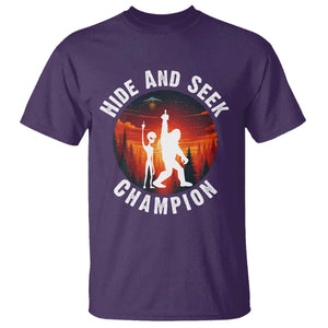 Hide And Seek Champion T Shirt Funny Bigfoot And Alien Lover Gift TS12 Purple Print Your Wear