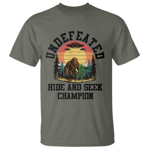 Funny Bigfoot And Alien Gift T Shirt Undefeated Hide And Seek Champion TS12 Military Green Print Your Wear