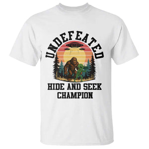 Funny Bigfoot And Alien Gift T Shirt Undefeated Hide And Seek Champion TS12 White Print Your Wear