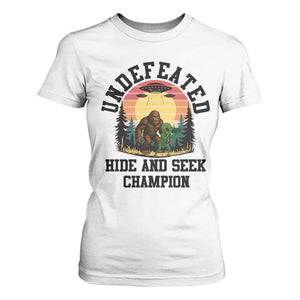 Funny Bigfoot And Alien Gift T Shirt For Women Undefeated Hide And Seek Champion TS12 White Print Your Wear