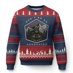 Bigfoot Lover Gift Ugly Christmas Sweater Do Not Be An Assquatch TS12 Navy Red Print Your Wear