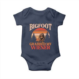 Bigfoot Grabbed My Wiener Baby Onesie Funny Dachshund Lover Gift TS12 Navy Print Your Wear
