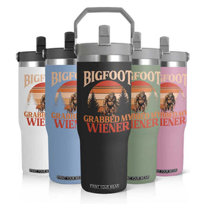 Bigfoot Grabbed My Wiener Flip Straw Tumbler Funny Dachshund Lover Gift TS12 Print Your Wear
