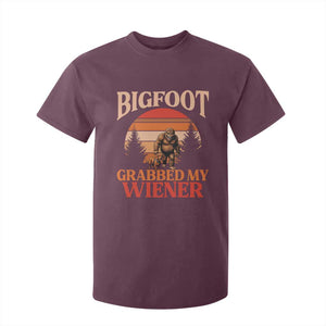 Bigfoot Grabbed My Wiener T Shirt For Kid Funny Dachshund Lover Gift TS12 Maroon Print Your Wear