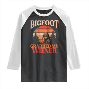 Bigfoot Grabbed My Wiener Raglan Shirt Funny Dachshund Lover Gift TS12 Black White Print Your Wear