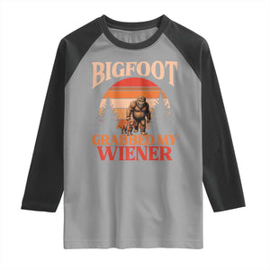 Bigfoot Grabbed My Wiener Raglan Shirt Funny Dachshund Lover Gift TS12 Sport Gray Black Print Your Wear