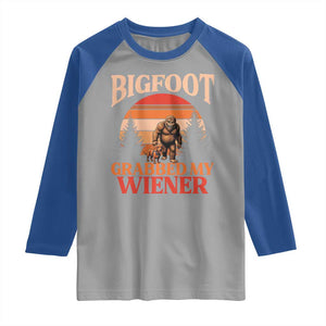 Bigfoot Grabbed My Wiener Raglan Shirt Funny Dachshund Lover Gift TS12 Sport Gray Royal Print Your Wear