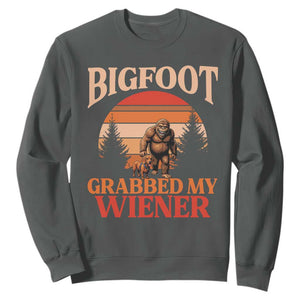 Bigfoot Grabbed My Wiener Sweatshirt Funny Dachshund Lover Gift TS12 Dark Heather Print Your Wear