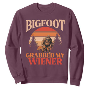Bigfoot Grabbed My Wiener Sweatshirt Funny Dachshund Lover Gift TS12 Maroon Print Your Wear