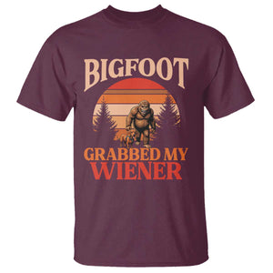 Bigfoot Grabbed My Wiener T Shirt Funny Dachshund Lover Gift TS12 Maroon Print Your Wear