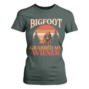 Bigfoot Grabbed My Wiener T Shirt For Women Funny Dachshund Lover Gift TS12 Dark Forest Green Print Your Wear