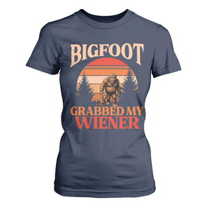 Bigfoot Grabbed My Wiener T Shirt For Women Funny Dachshund Lover Gift TS12 Navy Print Your Wear