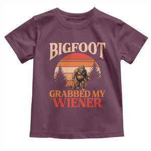 Bigfoot Grabbed My Wiener Toddler T Shirt Funny Dachshund Lover Gift TS12 Maroon Print Your Wear