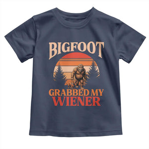 Bigfoot Grabbed My Wiener Toddler T Shirt Funny Dachshund Lover Gift TS12 Navy Print Your Wear