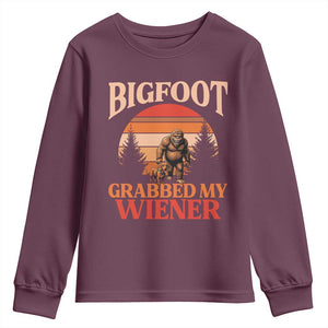 Bigfoot Grabbed My Wiener Youth Sweatshirt Funny Dachshund Lover Gift TS12 Maroon Print Your Wear