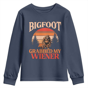 Bigfoot Grabbed My Wiener Youth Sweatshirt Funny Dachshund Lover Gift TS12 Navy Print Your Wear