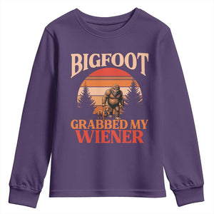 Bigfoot Grabbed My Wiener Youth Sweatshirt Funny Dachshund Lover Gift TS12 Purple Print Your Wear