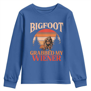 Bigfoot Grabbed My Wiener Youth Sweatshirt Funny Dachshund Lover Gift TS12 Royal Blue Print Your Wear