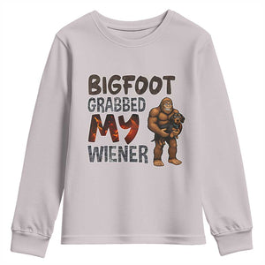 Bigfoot Grabbed My Wiener Youth Sweatshirt Funny Dog Lover Gift TS12 Ice Gray Print Your Wear