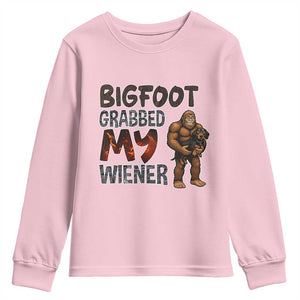 Bigfoot Grabbed My Wiener Youth Sweatshirt Funny Dog Lover Gift TS12 Light Pink Print Your Wear