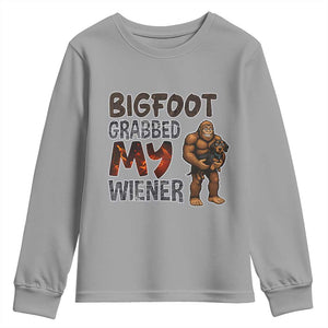 Bigfoot Grabbed My Wiener Youth Sweatshirt Funny Dog Lover Gift TS12 Sport Gray Print Your Wear