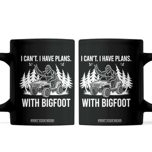 Funny Bigfoot Driving Car Coffee Mug I Cant I Have Plans With Bigfoot TS12 Black Print Your Wear