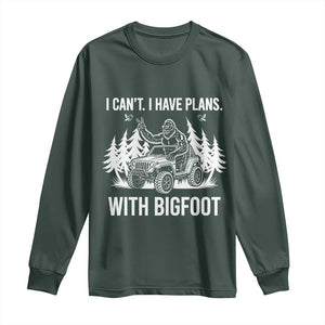 Funny Bigfoot Driving Car Long Sleeve Shirt I Cant I Have Plans With Bigfoot TS12 Dark Forest Green Print Your Wear
