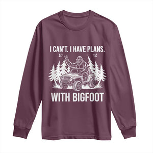 Funny Bigfoot Driving Car Long Sleeve Shirt I Cant I Have Plans With Bigfoot TS12 Maroon Print Your Wear