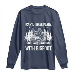 Funny Bigfoot Driving Car Long Sleeve Shirt I Cant I Have Plans With Bigfoot TS12 Navy Print Your Wear