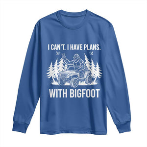Funny Bigfoot Driving Car Long Sleeve Shirt I Cant I Have Plans With Bigfoot TS12 Royal Blue Print Your Wear