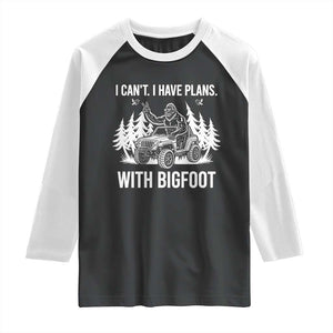 Funny Bigfoot Driving Car Raglan Shirt I Cant I Have Plans With Bigfoot TS12 Black White Print Your Wear