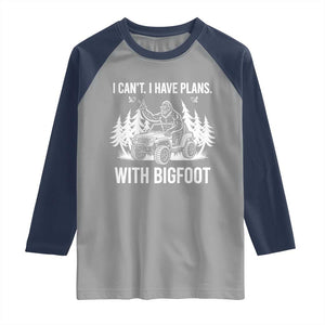 Funny Bigfoot Driving Car Raglan Shirt I Cant I Have Plans With Bigfoot TS12 Sport Gray Navy Print Your Wear