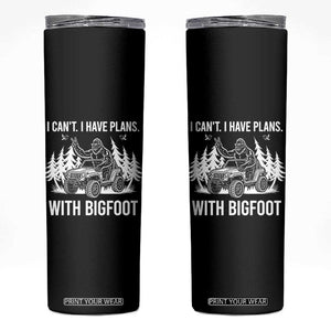Funny Bigfoot Driving Car Skinny Tumbler I Cant I Have Plans With Bigfoot TS12 Black Print Your Wear
