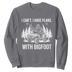 Funny Bigfoot Driving Car Sweatshirt I Cant I Have Plans With Bigfoot TS12 Charcoal Print Your Wear