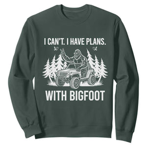 Funny Bigfoot Driving Car Sweatshirt I Cant I Have Plans With Bigfoot TS12 Dark Forest Green Print Your Wear