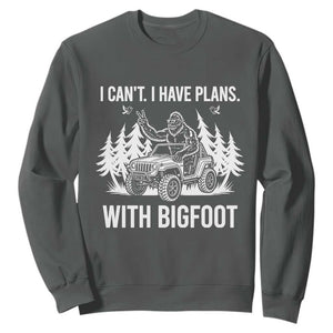 Funny Bigfoot Driving Car Sweatshirt I Cant I Have Plans With Bigfoot TS12 Dark Heather Print Your Wear