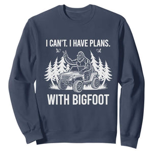 Funny Bigfoot Driving Car Sweatshirt I Cant I Have Plans With Bigfoot TS12 Navy Print Your Wear