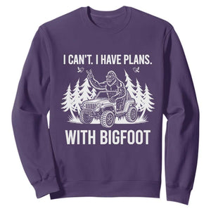 Funny Bigfoot Driving Car Sweatshirt I Cant I Have Plans With Bigfoot TS12 Purple Print Your Wear